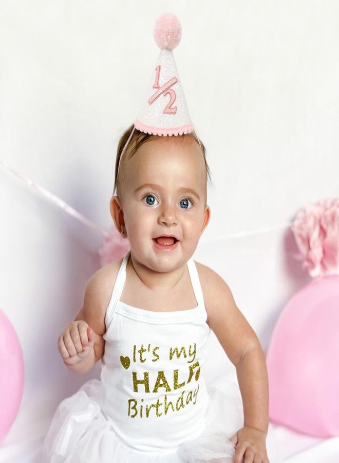 FUTNH Pink Cone 1/2 Party Hats - Boho Birthday Hat For Girls，Happy Birthday Girl Party Hat In Pink，Princess Glitter Party Hat，Birthday Hat For Baby Girls(5.5in*3.1in. Elastic rope adjust range: 40-60cm) - Image 4